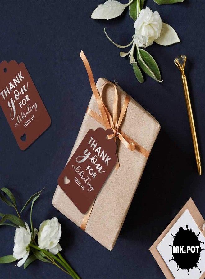 Inkdotpot بطاقات شكر من رقائق الفضة من إنكدوتبوت، مثالية للاحتفال معنا، لحفلات توديع العزوبية، وحفلات استقبال المولود، وحفلات التقاعد، وحفلات الزفاف، وأعياد الميلاد. عبوة من 100 بطاقة ورقية للتعليق كهدايا تذكارية. - Image 4